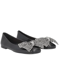 Ballerina Eden in pelle con fiocco colore nero