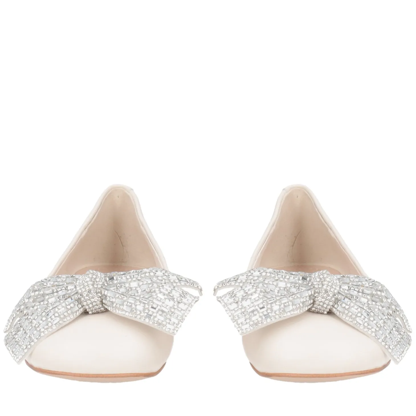 Ballerina Eden in pelle con fiocco colore avorio