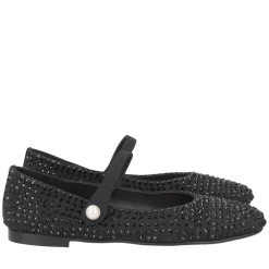 Ballerina Eden in pelle con strass colore nero