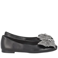 Ballerina Eden in pelle con fiocco colore nero