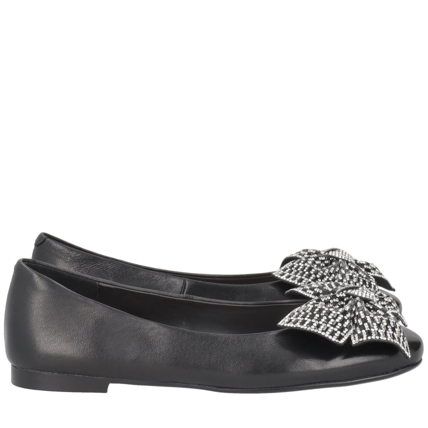 Ballerina Eden in pelle con fiocco colore nero