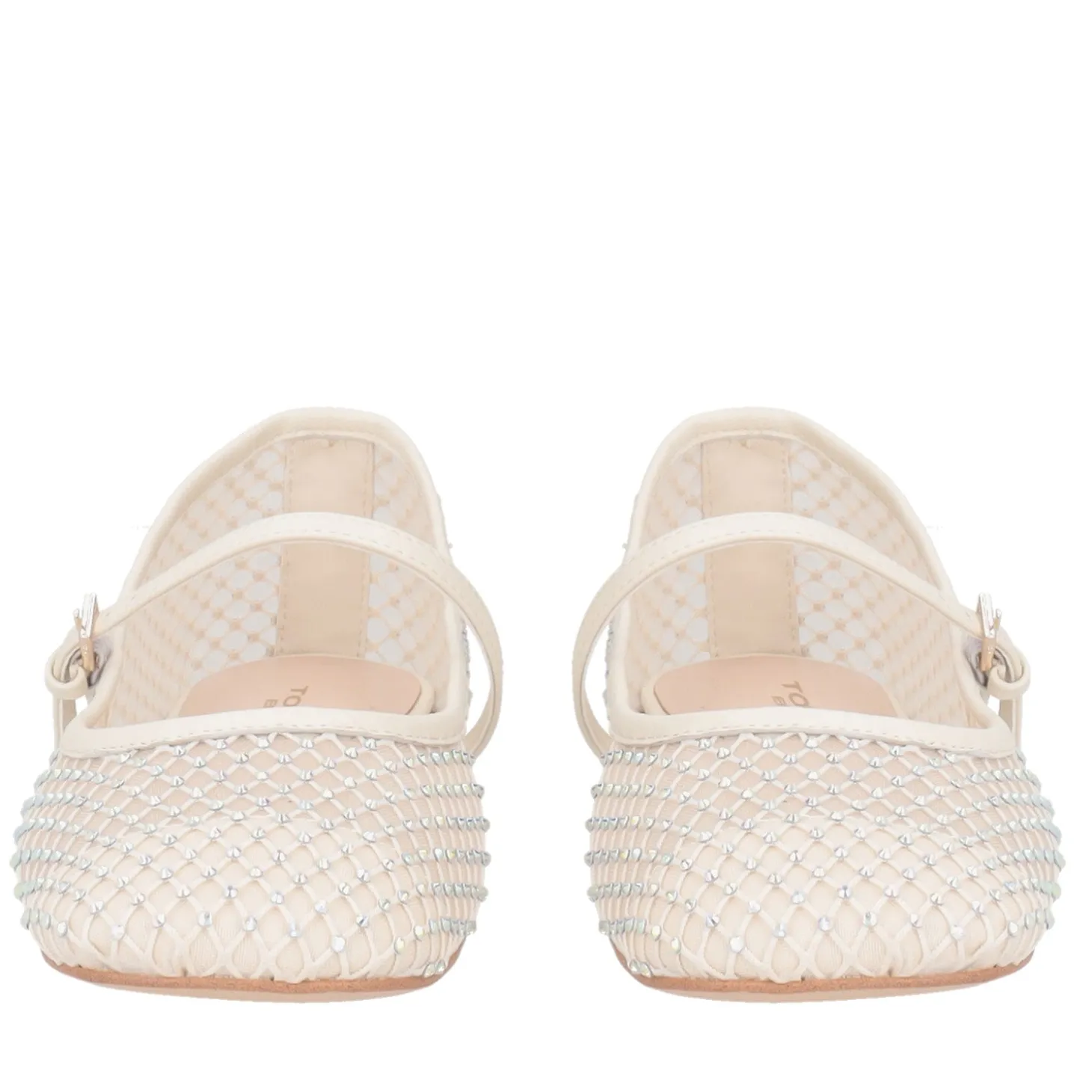 Ballerina Eden in rete con strass colore avorio