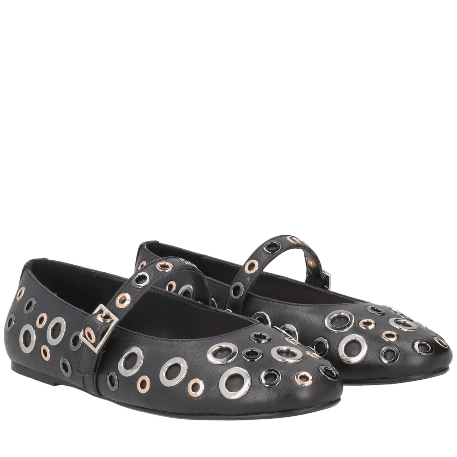 Ballerina Fern in pelle con borchie colore nero