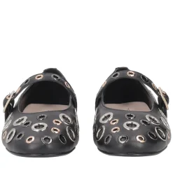 Ballerina Fern in pelle con borchie colore nero