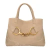 Borsa a mano Cecilia in pelle scamosciata colore beige
