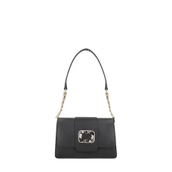 Borsa a spalla Denise con accessorio gioiello colore nero