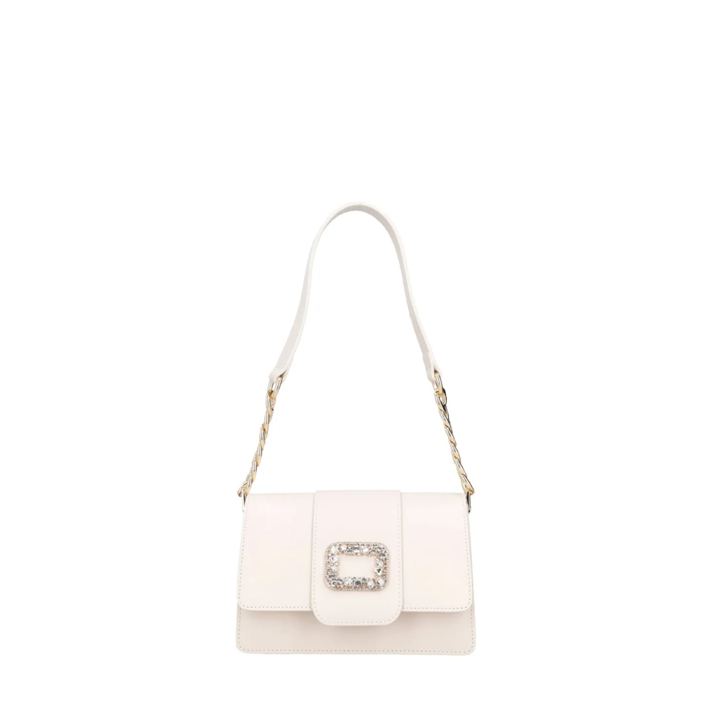 Borsa a spalla Denise con accessorio gioiello colore avorio