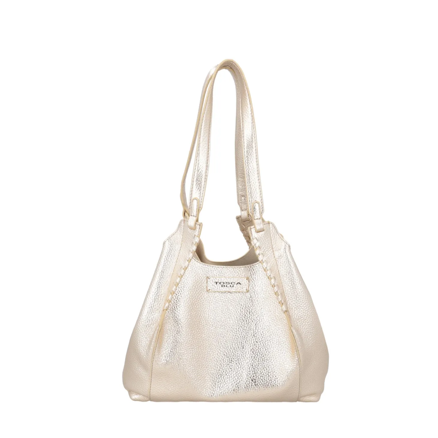 Borsa a spalla Marcella con intreccio colore oro