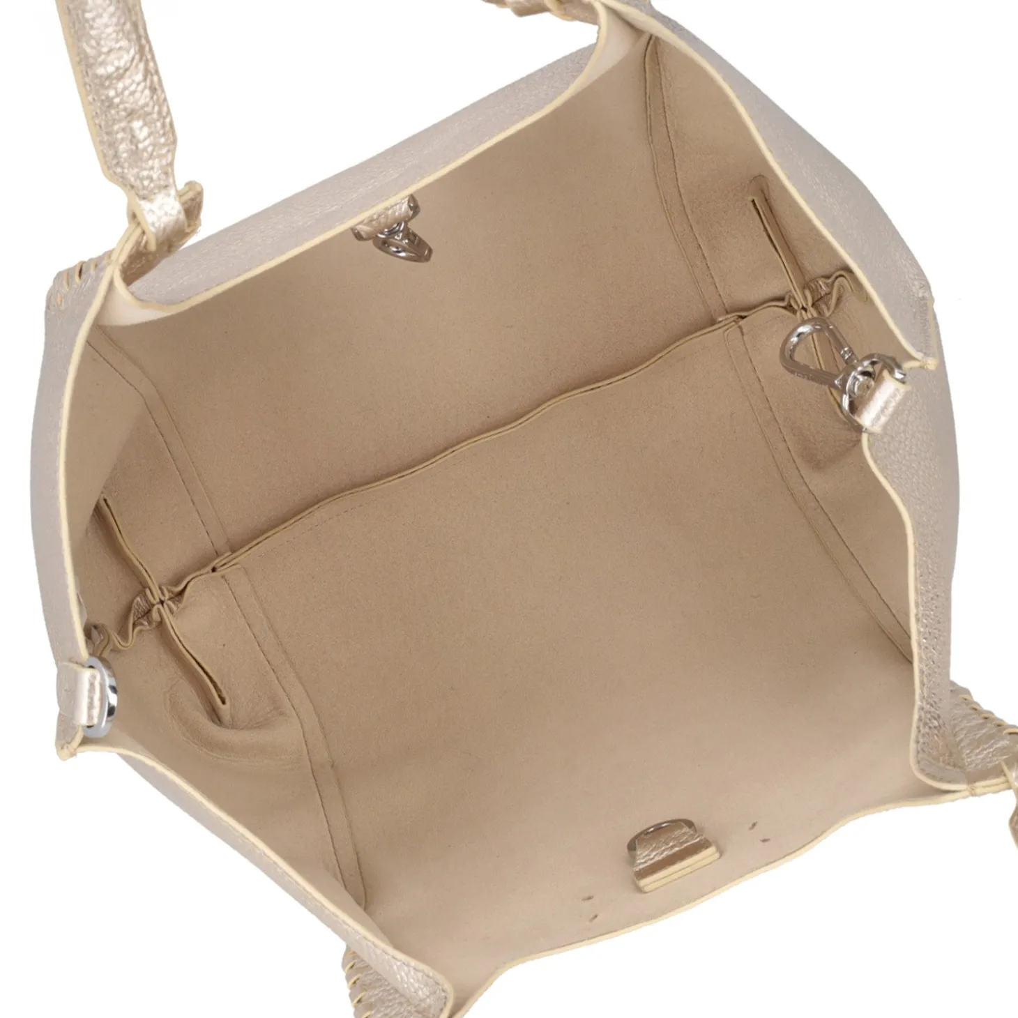 Borsa a spalla Marcella con intreccio colore oro