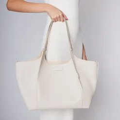 Borsa grande con intreccio Marcella colore avorio