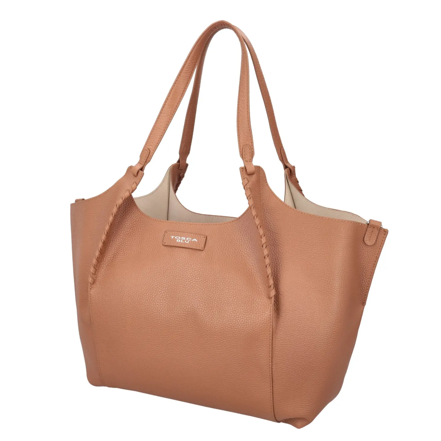 Borsa grande con intreccio Marcella colore cuoio
