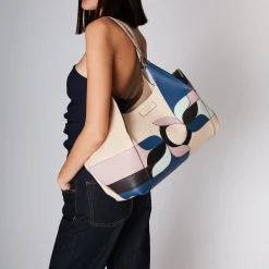 Borsa grande con patch Marcella colore avorio
