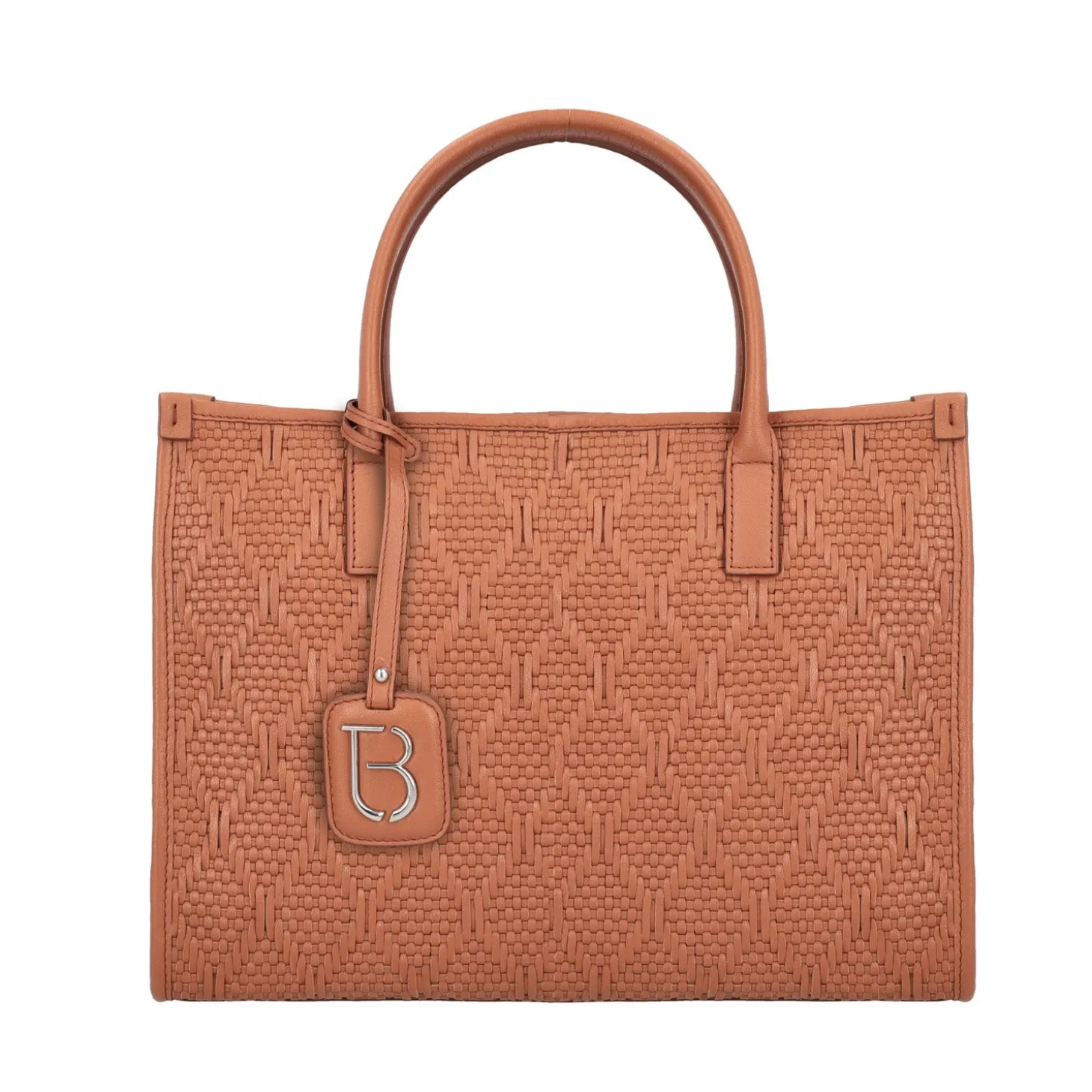 Borsa grande intrecciata Melania colore cuoio