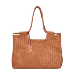 Borsa in pelle intrecciata Clara colore cuoio
