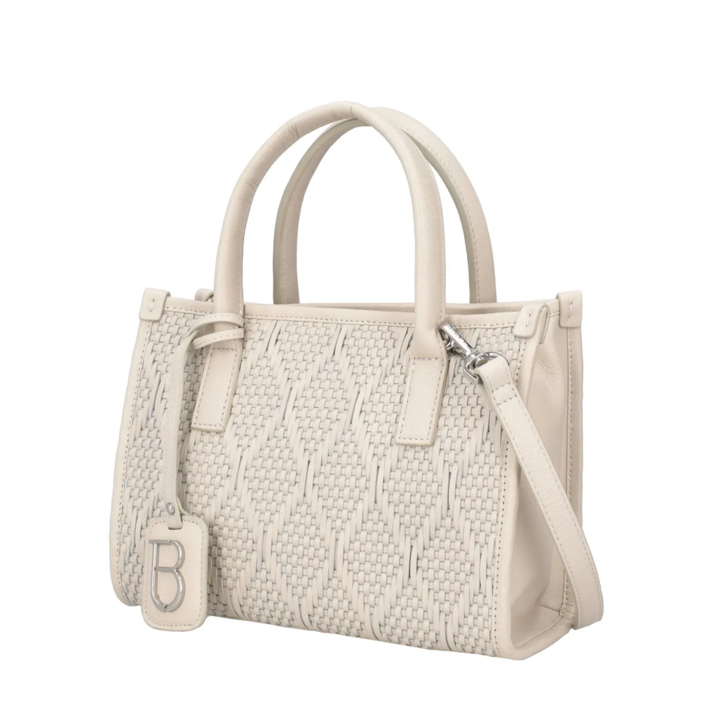Borsa media intrecciata Melania colore avorio