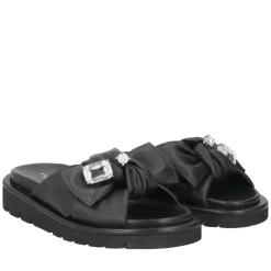 Ciabatta Summerlyn in pelle con fiocco colore nero