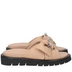 Ciabatta Summerlyn in pelle con fiocco colore beige