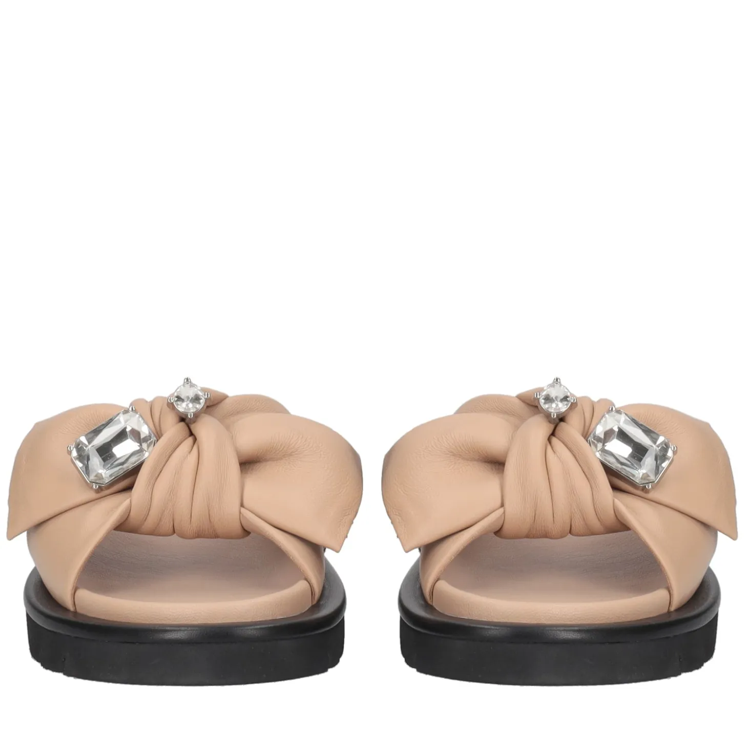 Ciabatta Summerlyn in pelle con fiocco colore beige
