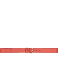 Cintura in pelle con logo tb colore corallo