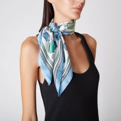 FOULARD ANANAS CON STAMPA COLORE BLU