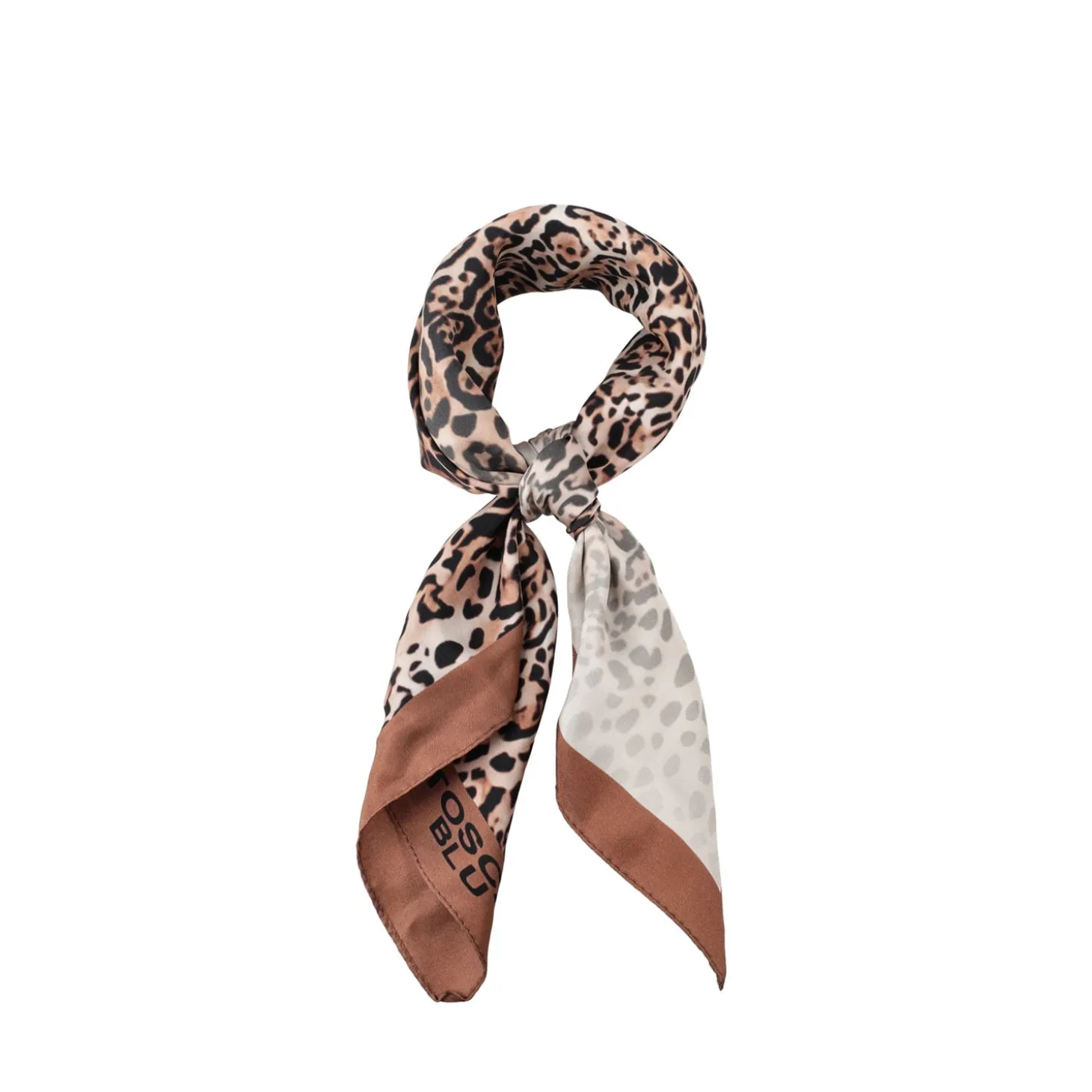 Foulard Matilde con stampa animalier colore cuoio