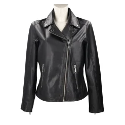 Giubbotto in pelle con zip colore nero