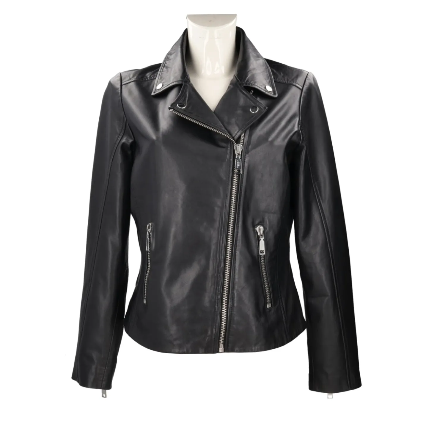 Giubbotto in pelle con zip colore nero