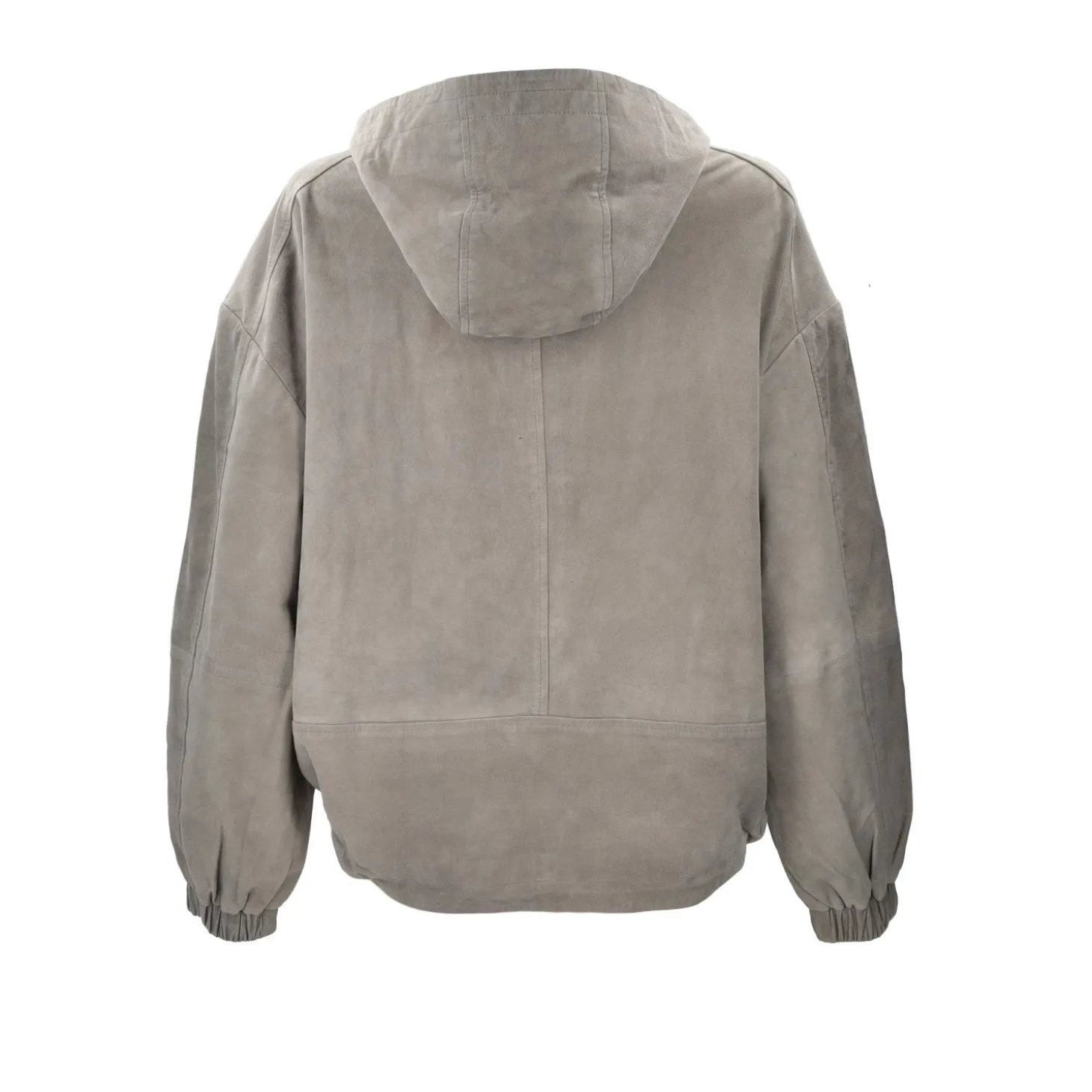Giubbotto in pelle scamosciata con cappuccio colore verde