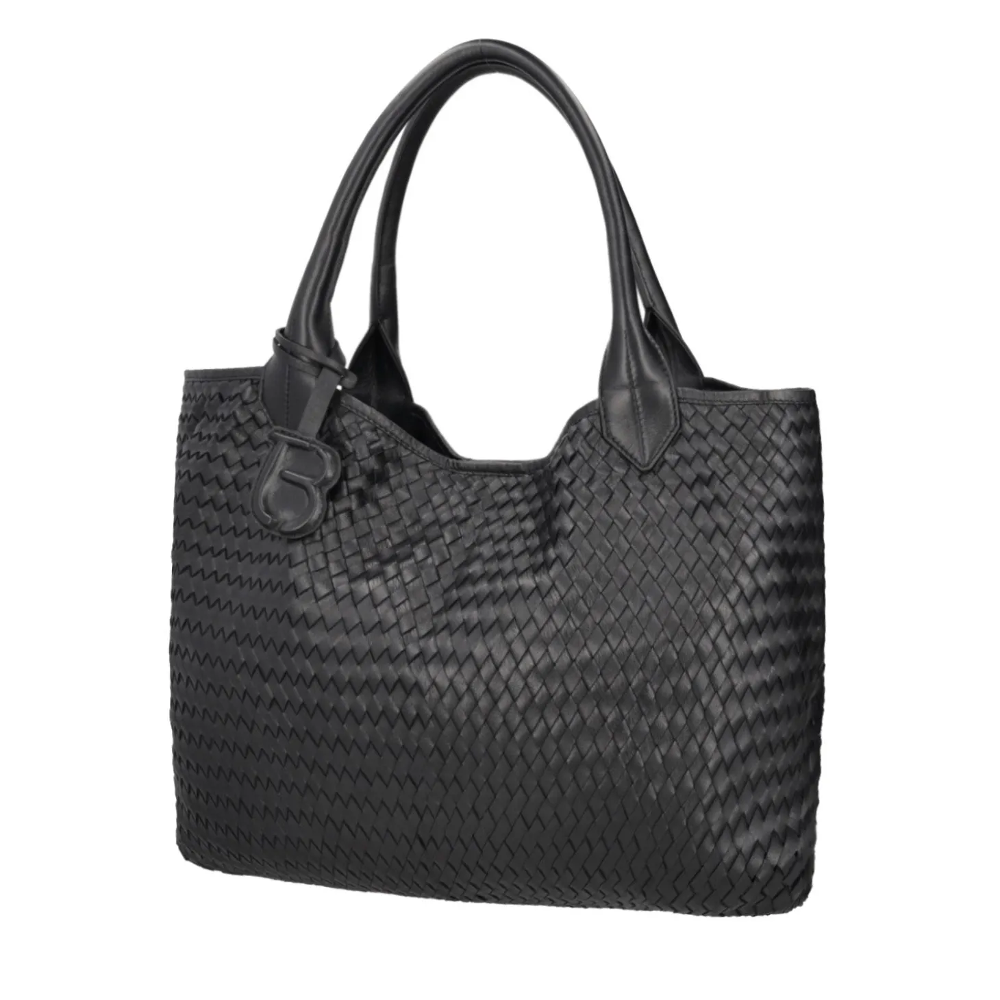 Maxi Shopping intrecciata Agata colore nero