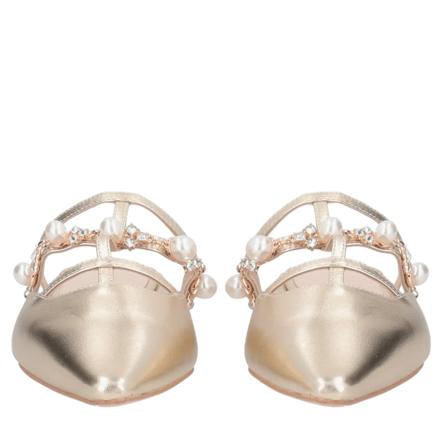 Sabot Iris in pelle con perle e strass colore oro