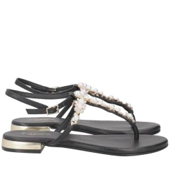 Sandalo infradito Rainbow con perle colore nero