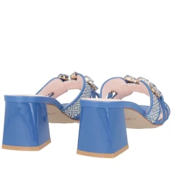 Sandalo Ocean in raffia con accessorio colore bluette