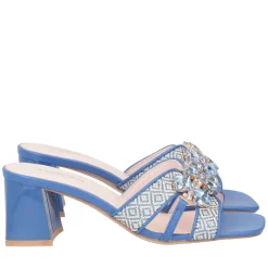 Sandalo Ocean in raffia con accessorio colore bluette