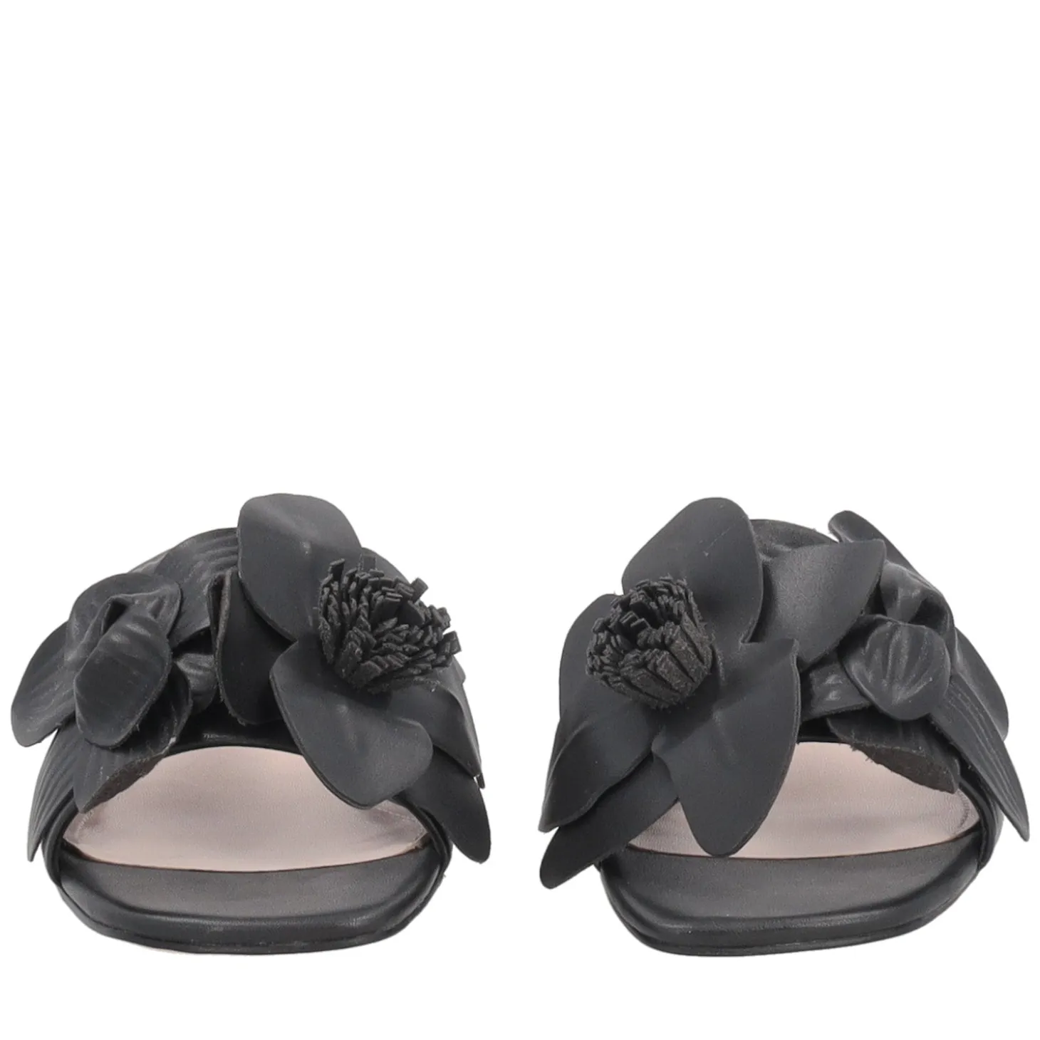 Sandalo Paloma in pelle con fiore colore nero