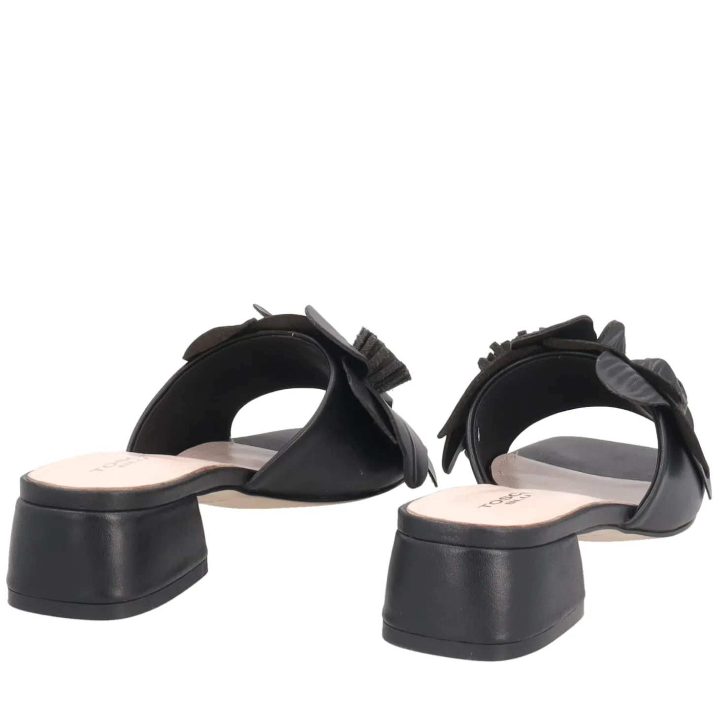 Sandalo Paloma in pelle con fiore colore nero