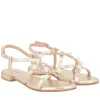 Sandalo Rainbow in pelle con perle e strass colore oro