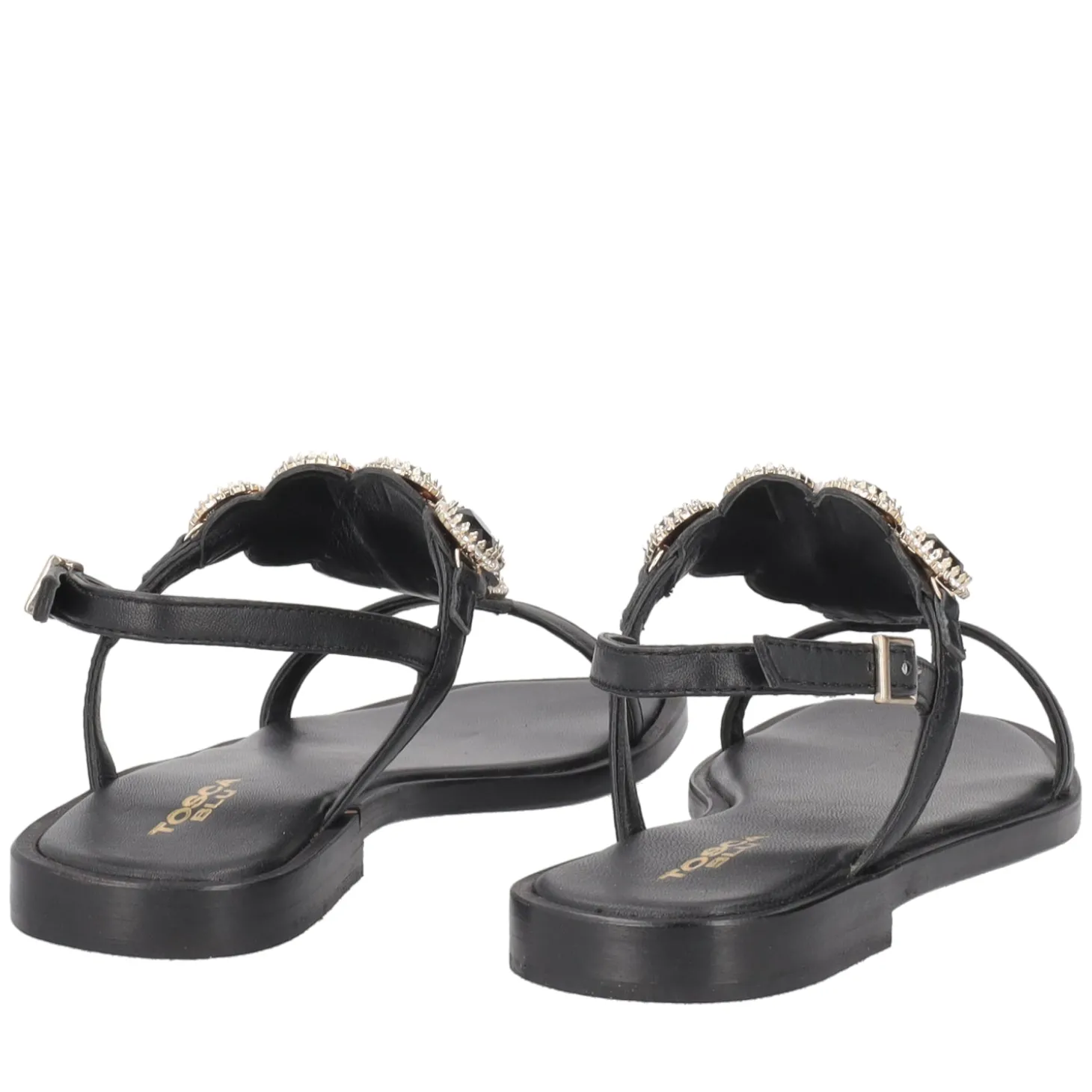 Sandalo Rio in pelle con accessorio colore nero