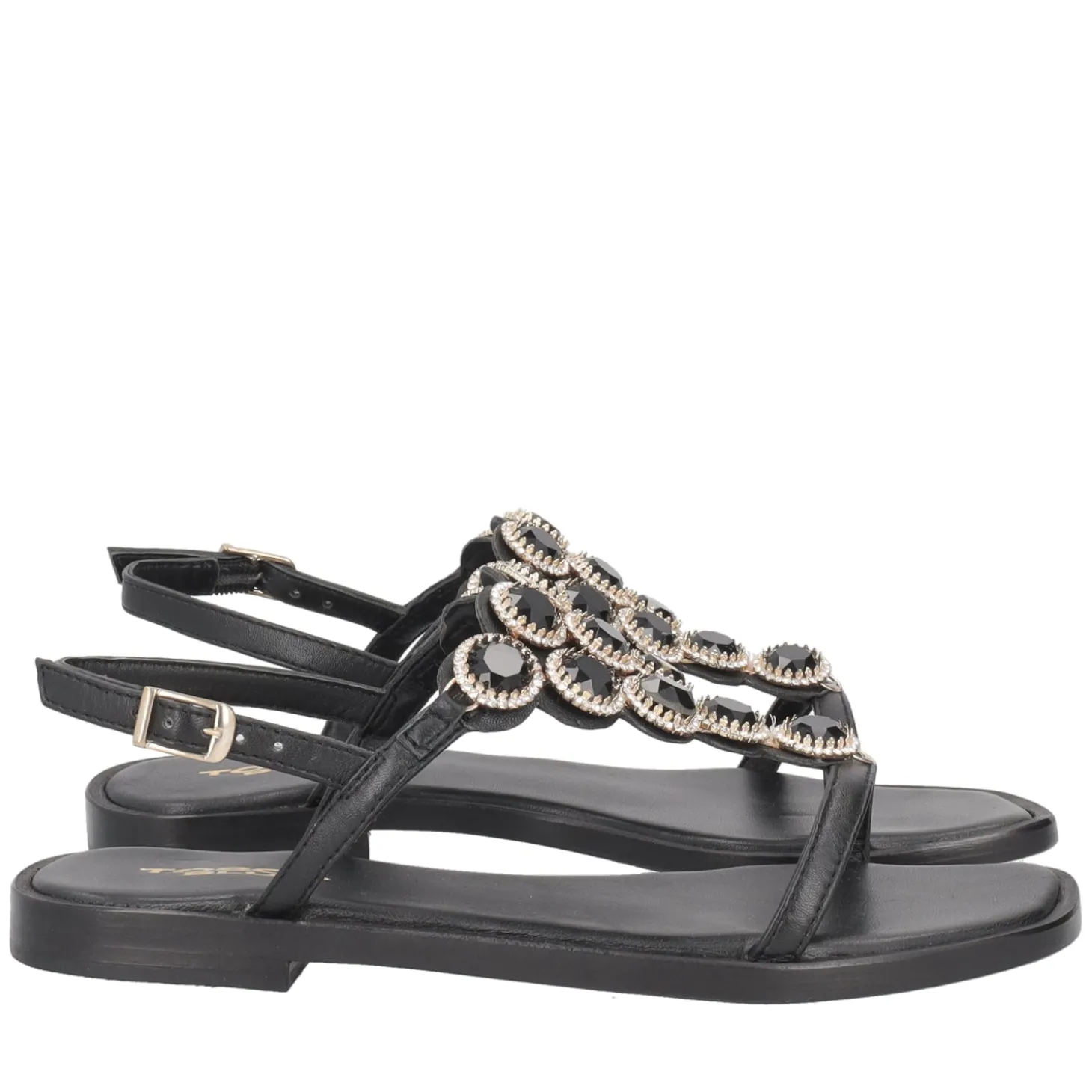 Sandalo Rio in pelle con accessorio colore nero