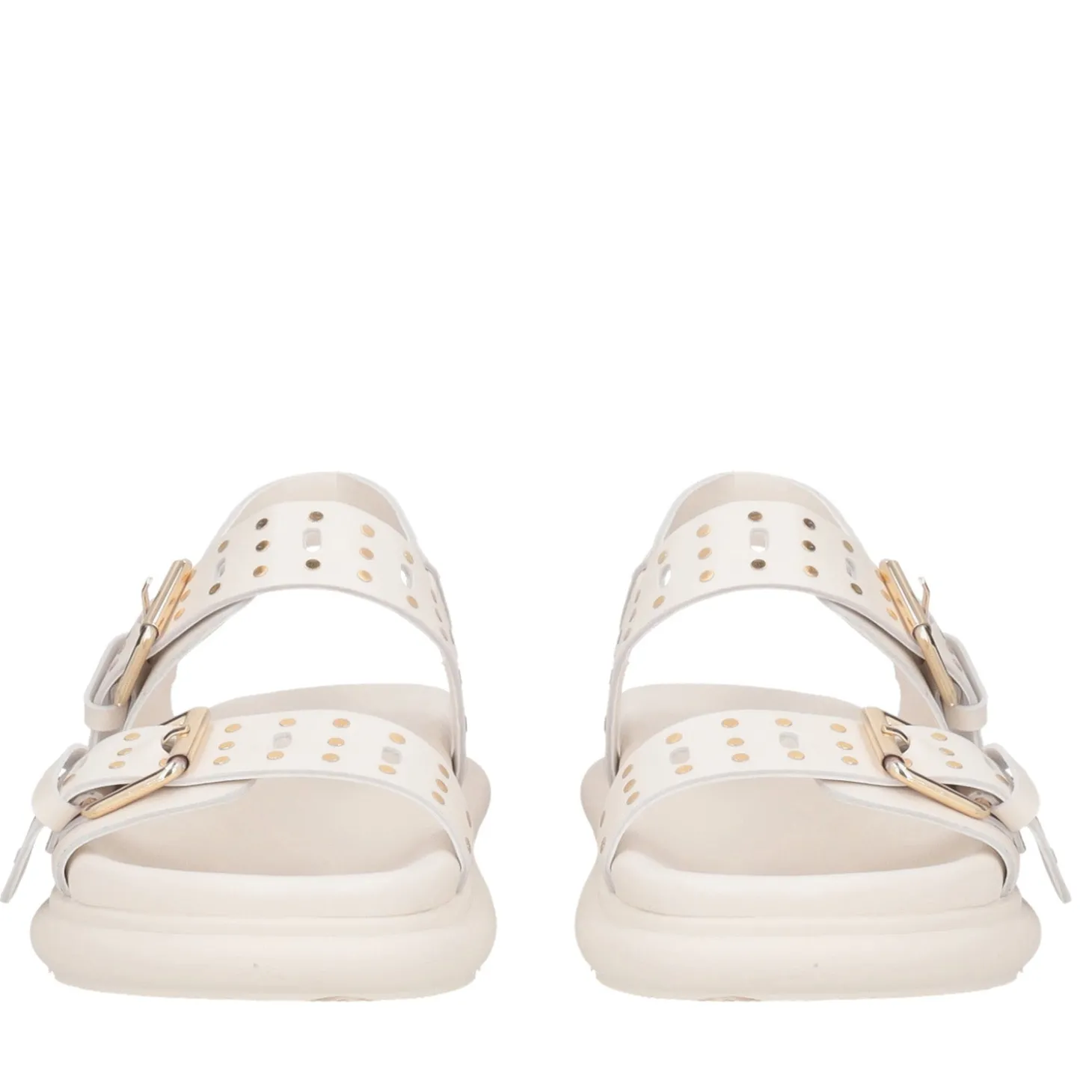 Sandalo Skyler in pelle con borchie colore avorio