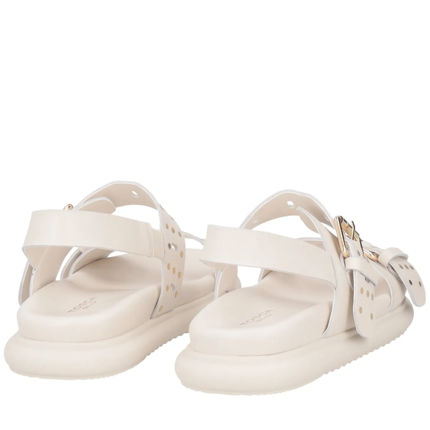 Sandalo Skyler in pelle con borchie colore avorio