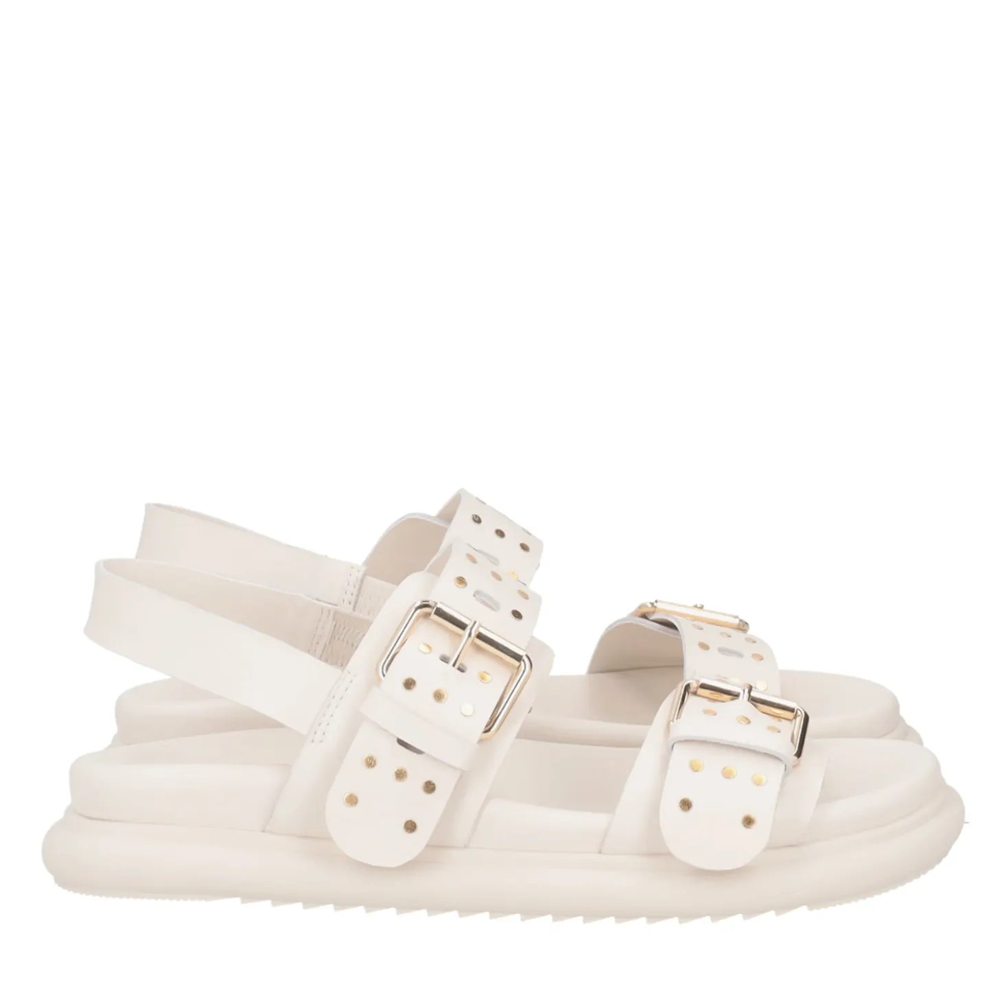 Sandalo Skyler in pelle con borchie colore avorio