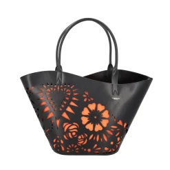 SHOPPING BAG LASERATA ISCHIA COLORE NERO