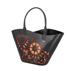SHOPPING BAG LASERATA ISCHIA COLORE NERO