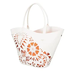 SHOPPING BAG LASERATA ISCHIA COLORE BIANCO