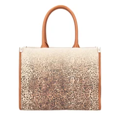 Shopping bag Matilde con stampa animalier colore cuoio