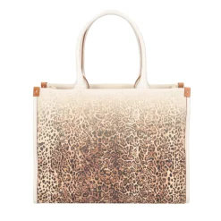 Shopping bag Matilde con stampa animalier colore avorio