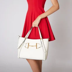 SHOPPING BAG POSITANO CON ACCESSORIO STAFFA COLORE AVORIO