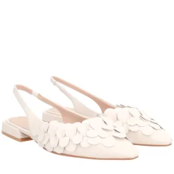 Slingback Iris in pelle con cerchietti colore avorio