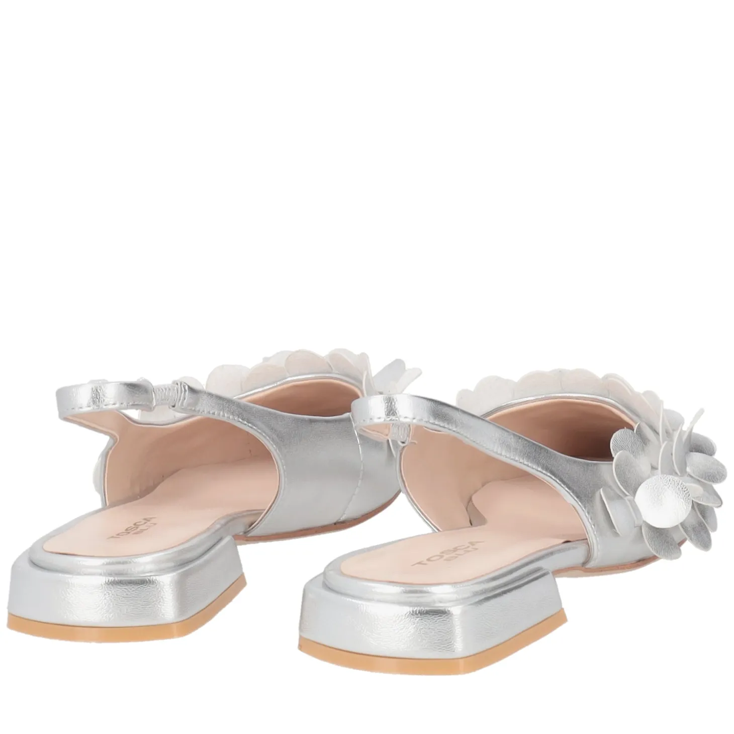 Slingback Iris in pelle con cerchietti colore argento
