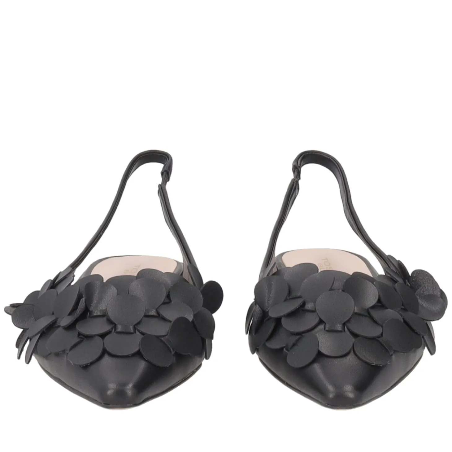 Slingback Iris in pelle con cerchietti colore nero